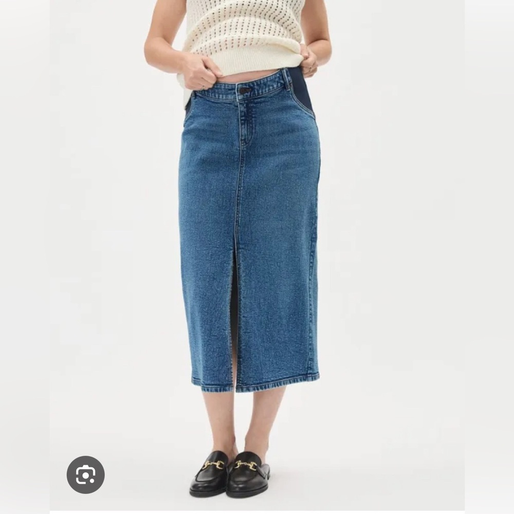 148.) Thyme Maternity / Denim / Midi Skirt